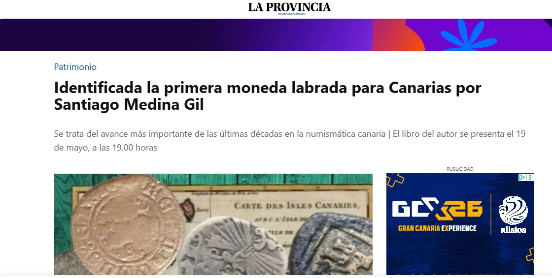 artículo de prensa, publicado en La Pronvincia, con motivo de la presentación del libro en 2022