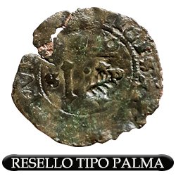 4 Maravedís Carlos y Juana, con resello tipo palmera