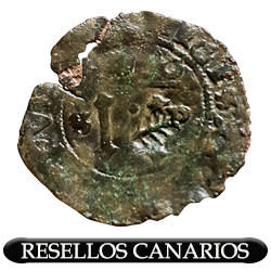 4 Maravedís a nombre de Carlos y Juana, acuñados en Santo Domingo